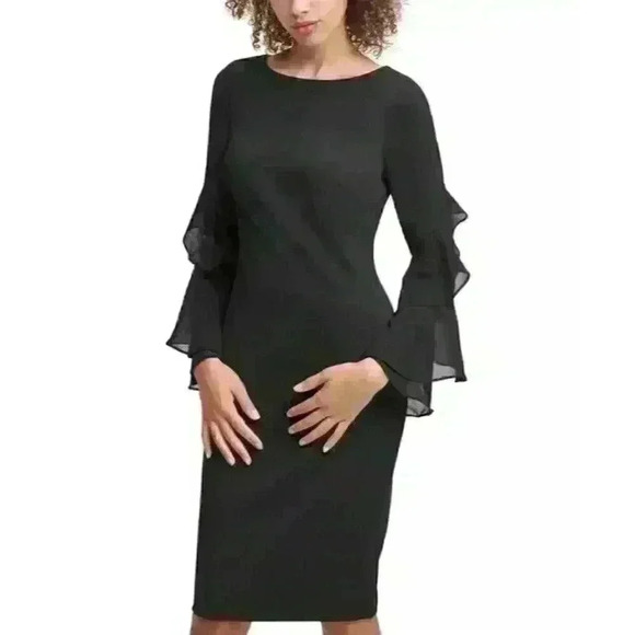 NEW! Calvin Klein Women's Plus 22W Ruffled-Sleeve Sheath Dress NWT $139 - Picture 4 of 4